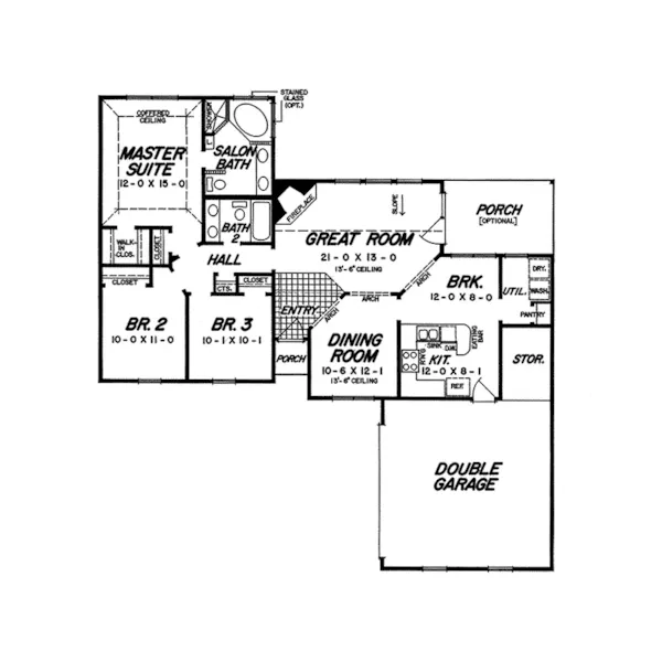 Ranch House Plan First Floor - Seabrook Isle Sunbelt Ranch Home 060D-0040 - Shop House Plans and More