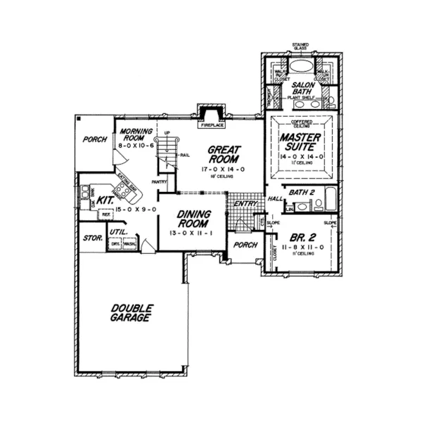 Southern House Plan First Floor - Malone Ridge Traditional Home 060D-0043 - Shop House Plans and More