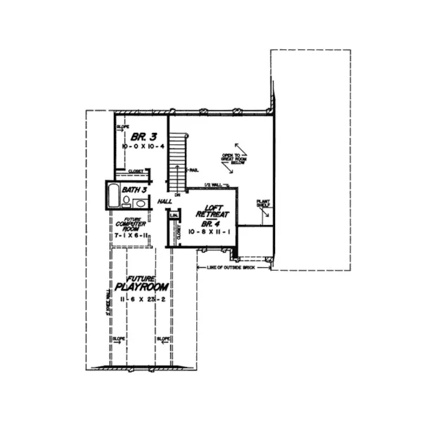 Southern House Plan Second Floor - Malone Ridge Traditional Home 060D-0043 - Shop House Plans and More