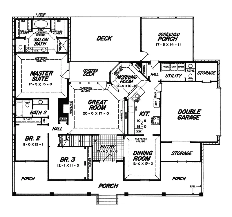 Traditional House Plan First Floor - Melrose Valley Southern Home 060D-0049 - Shop House Plans and More