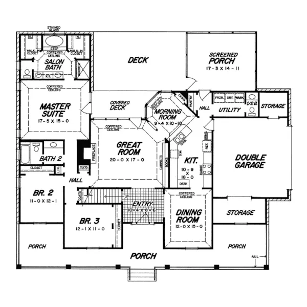 Farmhouse Plan First Floor - Melrose Valley Southern Home 060D-0049 - Shop House Plans and More