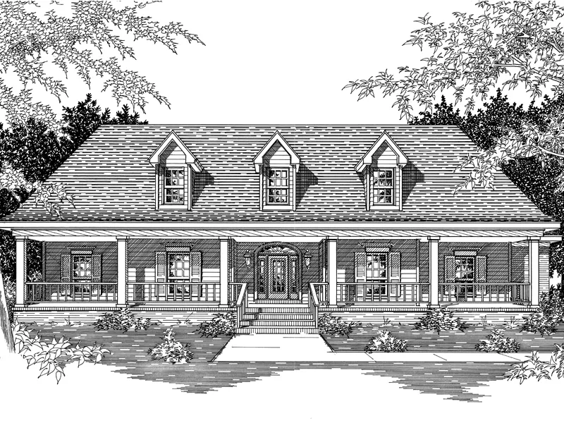 Southern Plantation Style Home With Deep Covered Front Porch