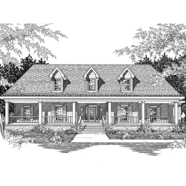 Southern Plantation Style Home With Deep Covered Front Porch