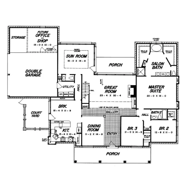 European House Plan First Floor - Darvell Southern Plantation Home 060D-0053 - Search House Plans and More