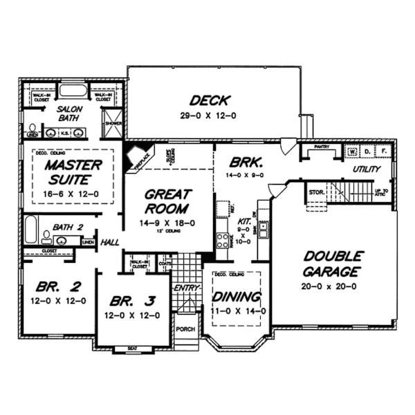 Ranch House Plan First Floor - Ravenwood Terrace Ranch Home 060D-0067 - Shop House Plans and More