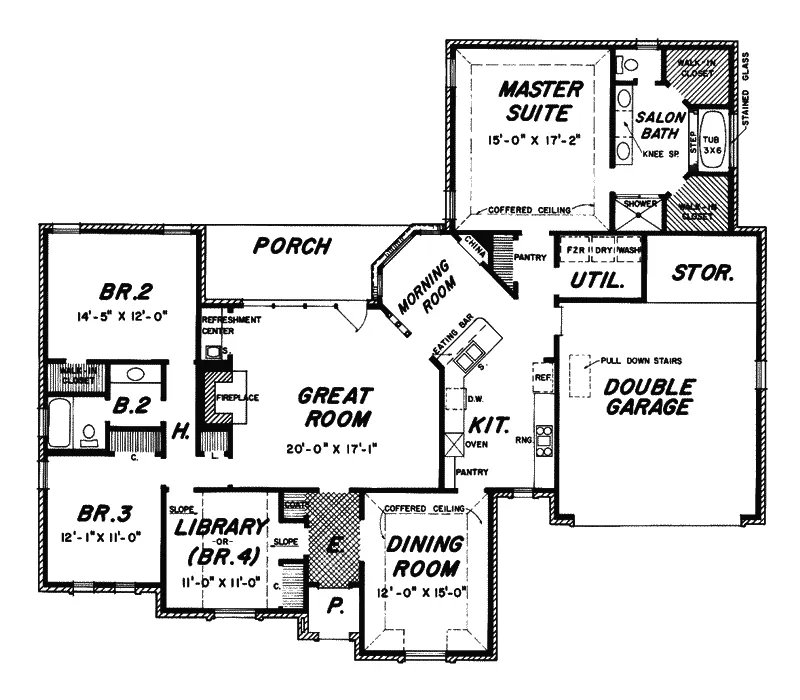 Traditional House Plan First Floor - Aspen Ridge Ranch Home 060D-0073 - Search House Plans and More