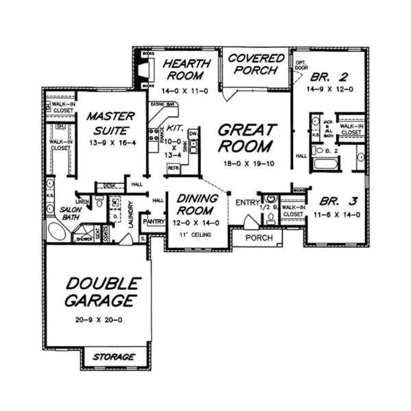 Country French House Plan First Floor - Kiva Dunes Rustic Ranch Home 060D-0074 - Search House Plans and More