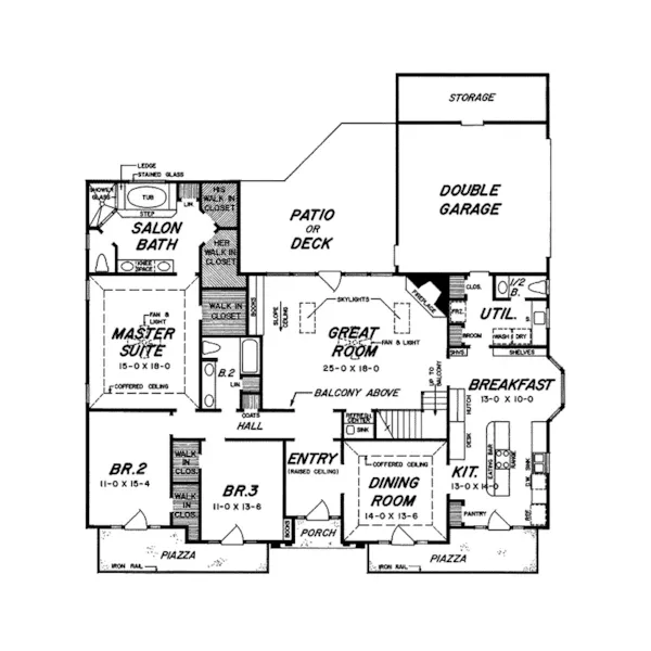 Ranch House Plan First Floor - Chalmette Creek European Home 060D-0075 - Search House Plans and More