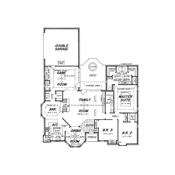 Ranch House Plan First Floor - Dunstanburgh Mill Ranch Home 060D-0076 - Search House Plans and More