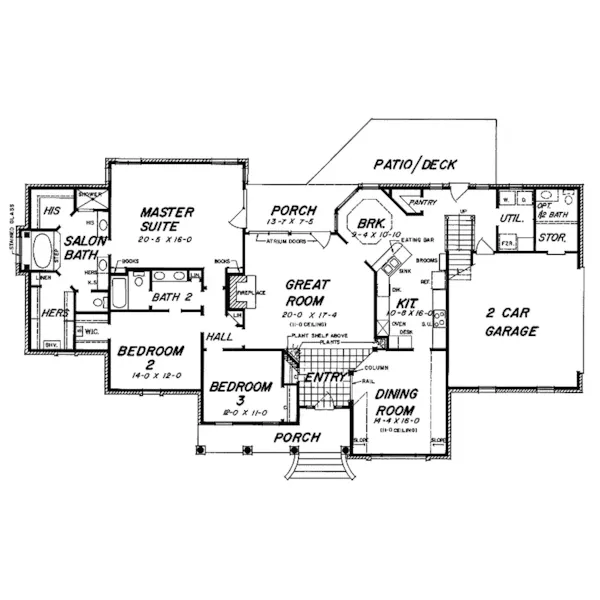 Traditional House Plan First Floor - Gildehaus Ranch Home 060D-0077 - Search House Plans and More