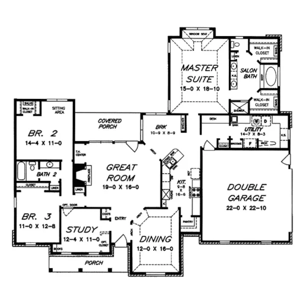 Country House Plan First Floor - Sprucedale Ranch Home 060D-0078 - Shop House Plans and More