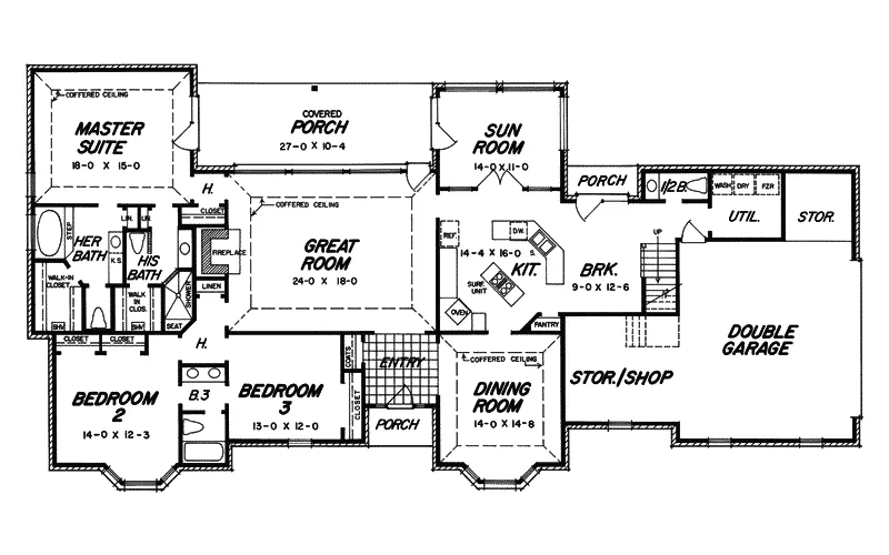 Country House Plan First Floor - Briton Ridge Luxury Ranch Home 060D-0079 - Search House Plans and More