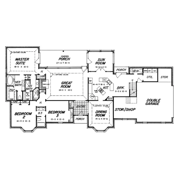 Ranch House Plan First Floor - Briton Ridge Luxury Ranch Home 060D-0079 - Search House Plans and More