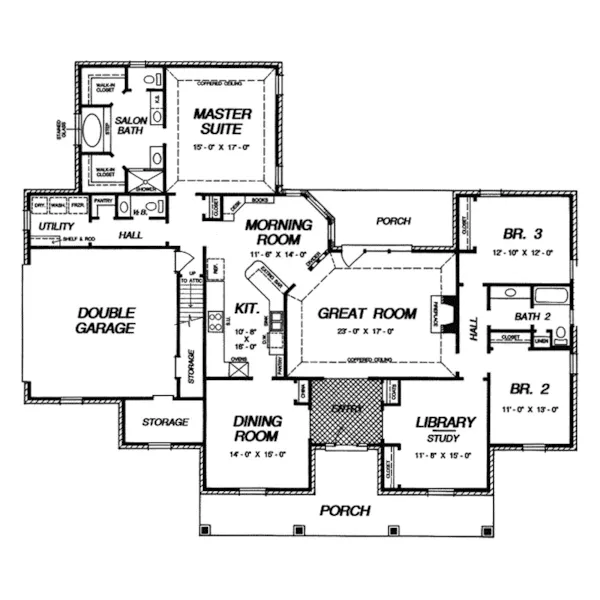 Country House Plan First Floor - Franclar Cape Cod Ranch Home 060D-0080 - Search House Plans and More