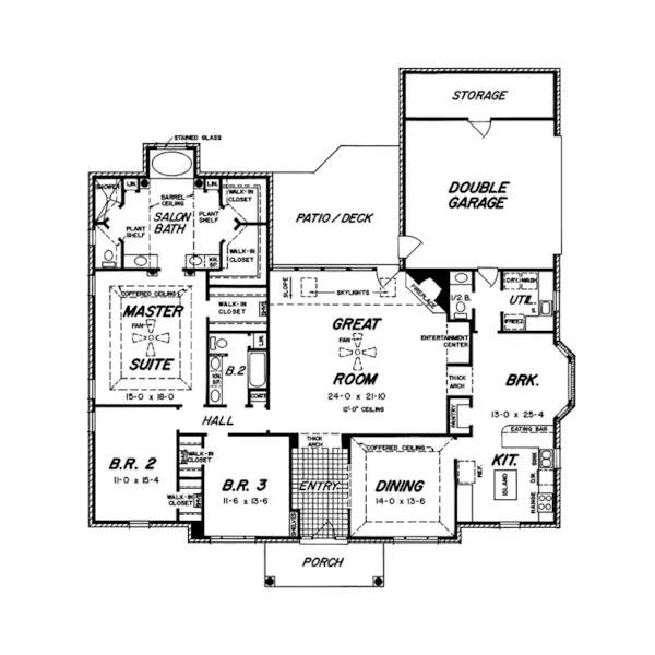 Ranch House Plan First Floor - Henry Manor Neoclassical Home 060D-0081 - Search House Plans and More