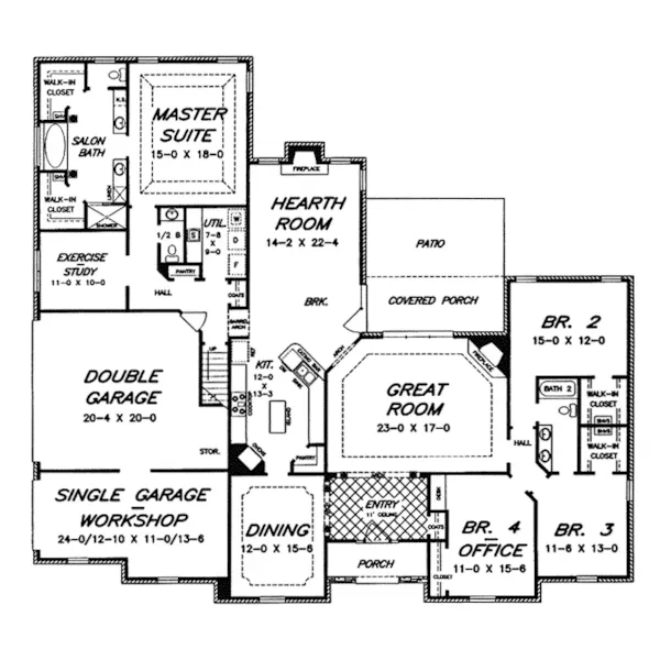 European House Plan First Floor - Lees Summit Traditional Home 060D-0083 - Shop House Plans and More