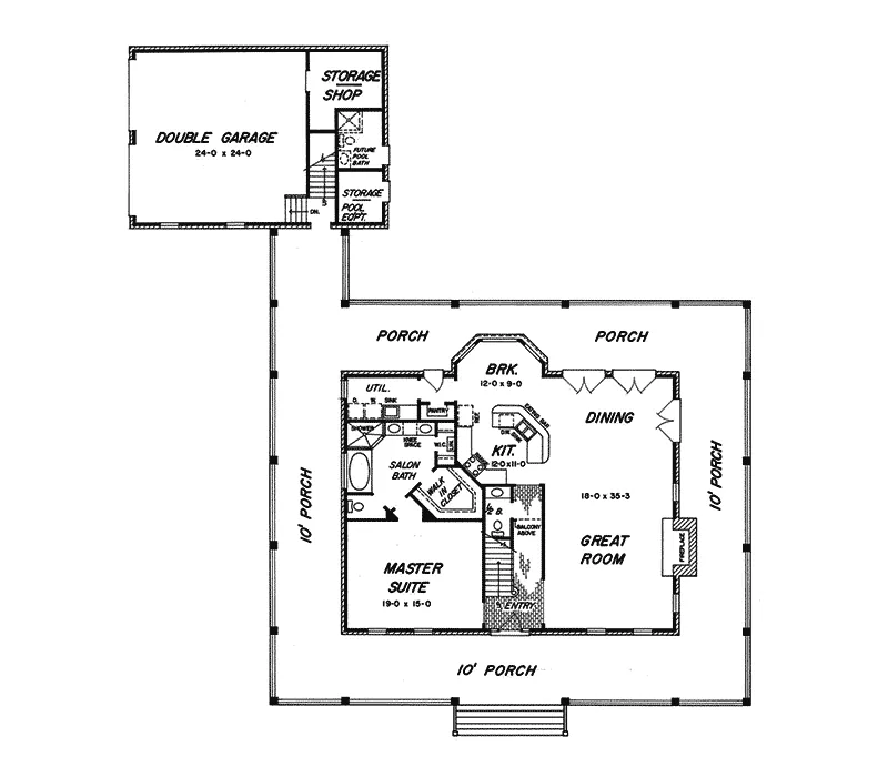 Country House Plan First Floor - Beaujolais Farm Country Home 060D-0089 - Search House Plans and More