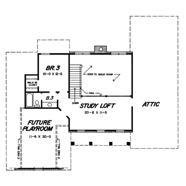 Traditional House Plan Second Floor - Promenade Run Greek Revival Home 060D-0093 - Shop House Plans and More