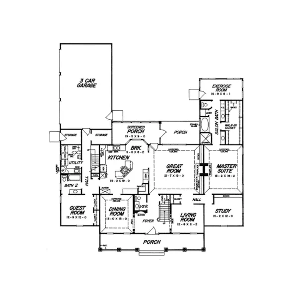 Country House Plan First Floor - Chesney Manor Plantation Home 060D-0105 - Search House Plans and More