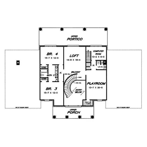 Greek Revival House Plan Second Floor - Maloney Greek Revival Home 060D-0106 - Shop House Plans and More