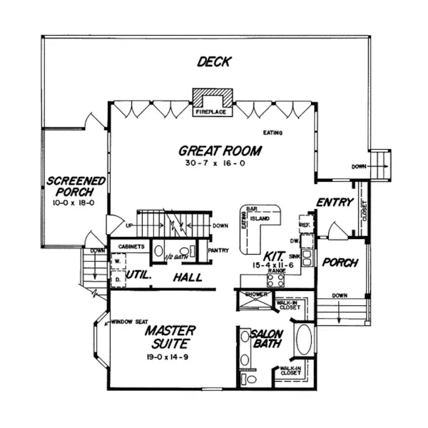 Vacation House Plan First Floor - Gatewood Cliff A-Frame Home 060D-0109 - Search House Plans and More