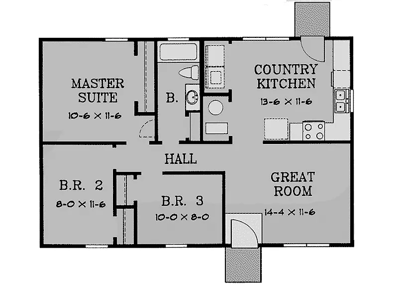 Ranch House Plan First Floor - 060D-0116 - Shop House Plans and More