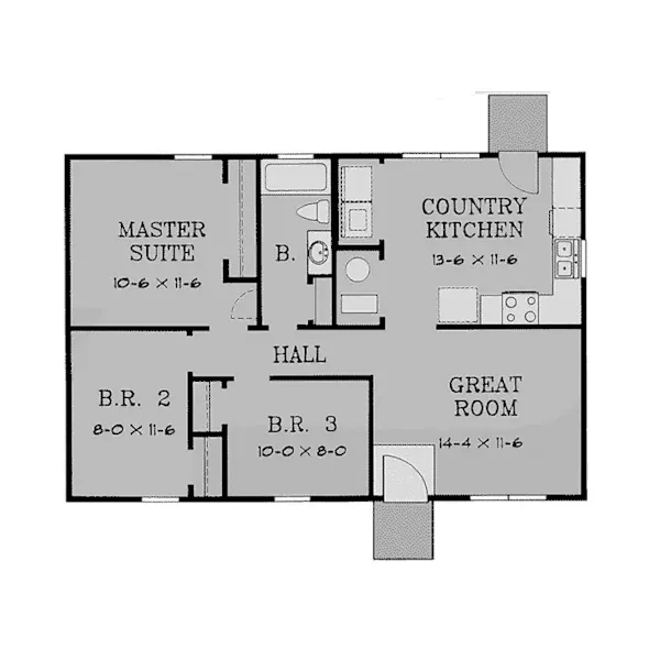 Traditional House Plan First Floor - Trumbull Small Ranch Home 060D-0116 - Shop House Plans and More