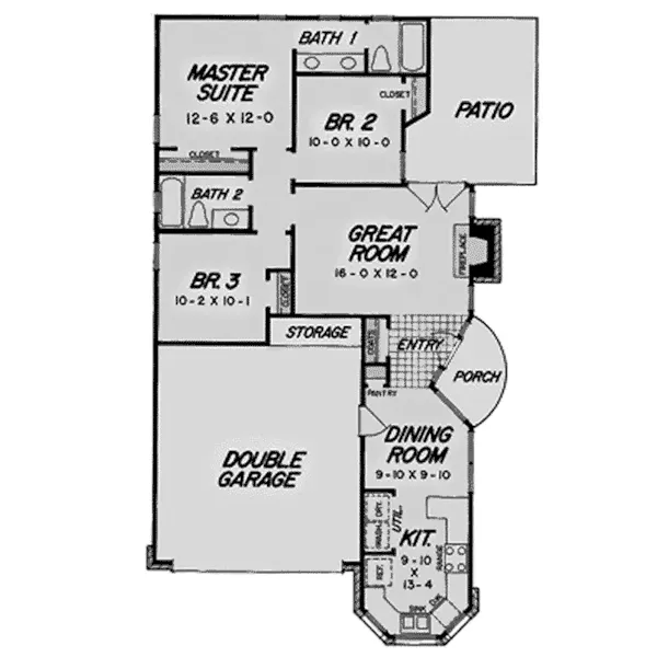 Traditional House Plan First Floor - Todforth Traditional Home 060D-0120 - Shop House Plans and More