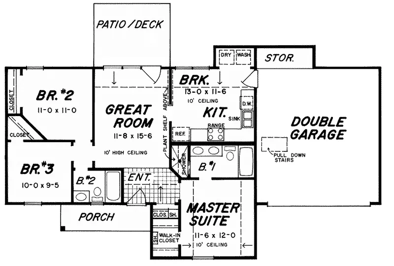 Ranch House Plan First Floor - 060D-0121 - Shop House Plans and More