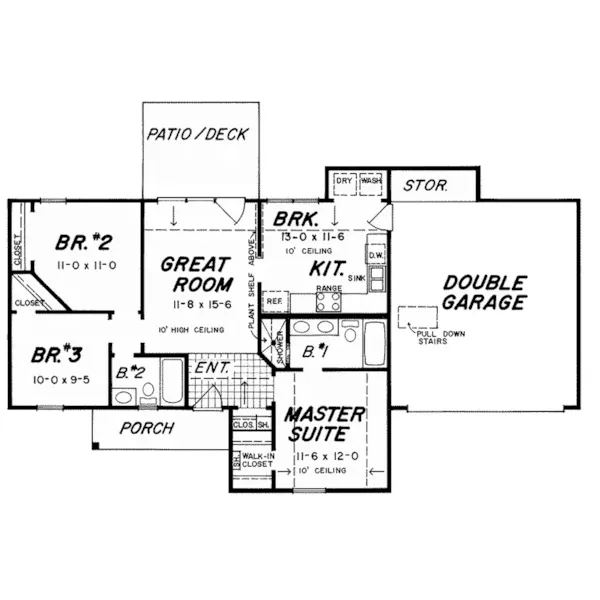 Ranch House Plan First Floor - Vadim Ranch Home 060D-0121 - Shop House Plans and More