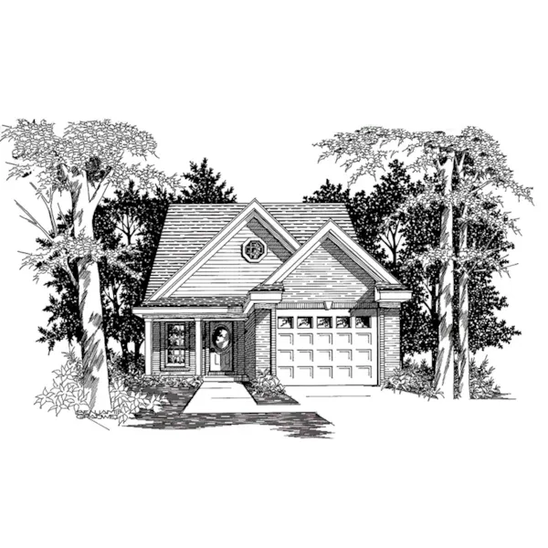 Ranch House Plan Front of Home - Tibbets Narrow Lot Home 060D-0122 - Shop House Plans and More