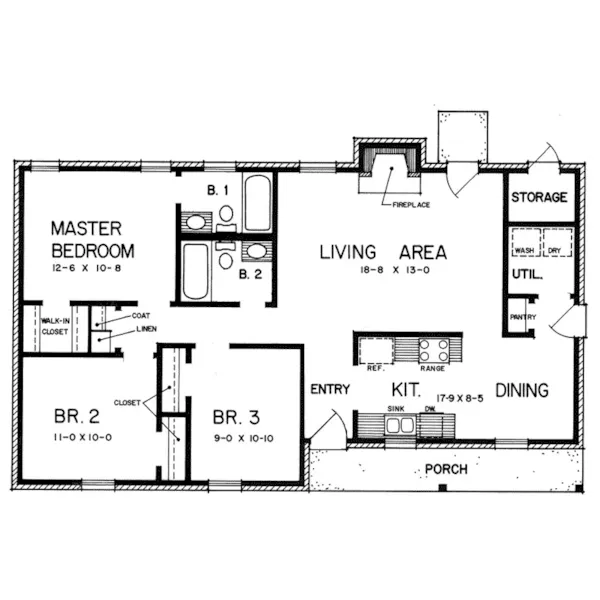 Ranch House Plan First Floor - Teryl Ranch Home 060D-0123 - Shop House Plans and More