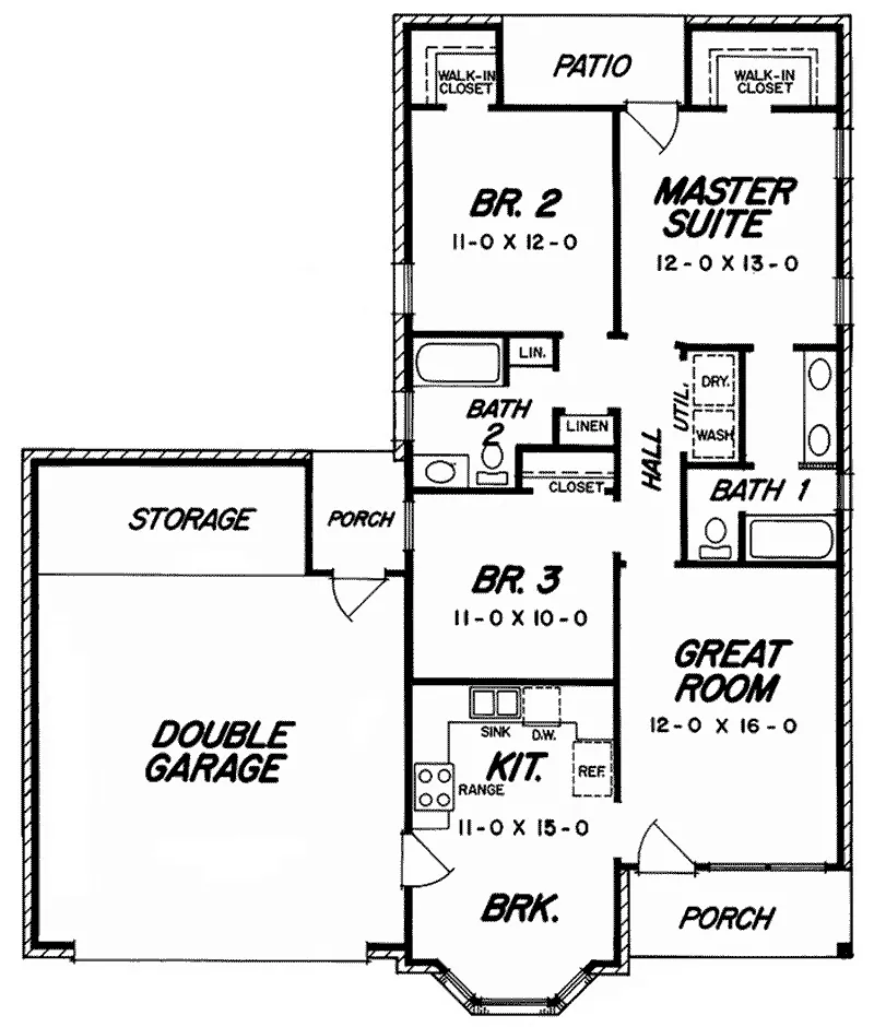 Ranch House Plan First Floor - 060D-0125 - Shop House Plans and More