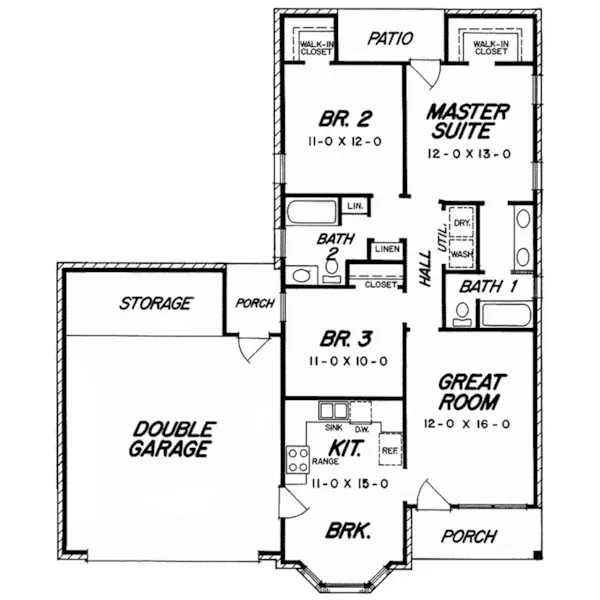 Rustic House Plan First Floor - Thalia Garden Ranch Home 060D-0125 - Shop House Plans and More