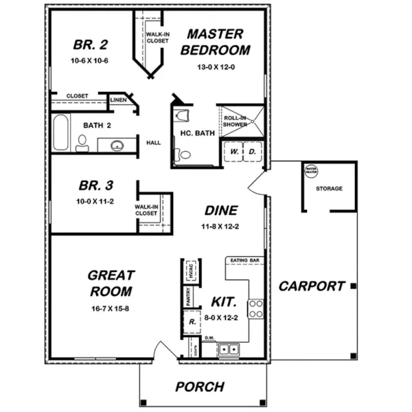 Prairie House Plan First Floor - Hollygrove Ranch Home 060D-0129 - Shop House Plans and More