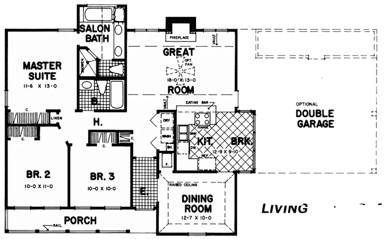 Ranch House Plan First Floor - 060D-0130 - Shop House Plans and More