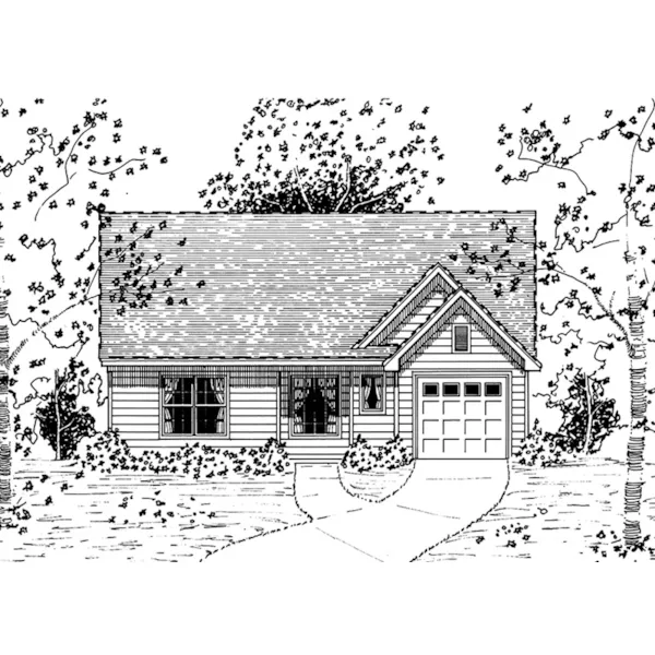 Saltbox House Plan Front of Home - Exmore Ranch Home 060D-0131 - Shop House Plans and More