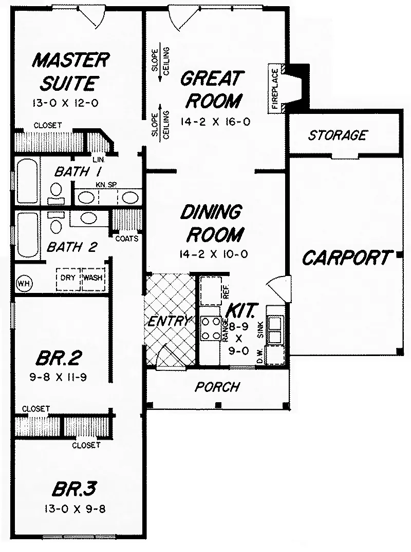 Ranch House Plan First Floor - 060D-0132 - Shop House Plans and More
