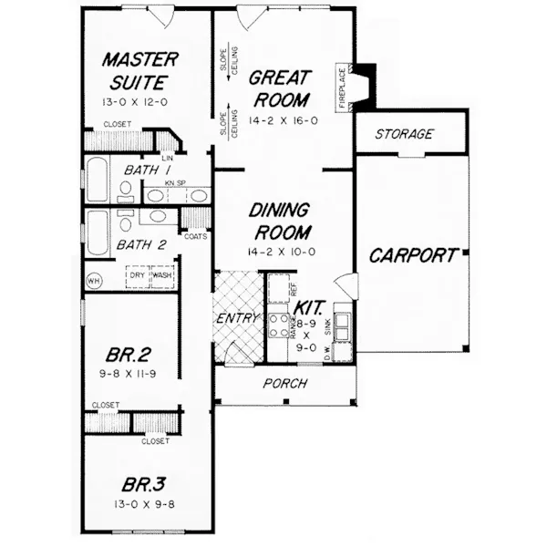 Rustic House Plan First Floor - Fabienne Victorian Ranch Home 060D-0132 - Shop House Plans and More