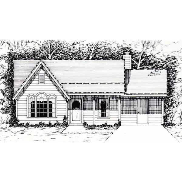 Rustic House Plan Front of Home - Fabienne Victorian Ranch Home 060D-0132 - Shop House Plans and More