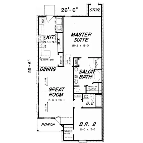 Ranch House Plan First Floor - Gaffey Narrow Lot Home 060D-0133 - Shop House Plans and More