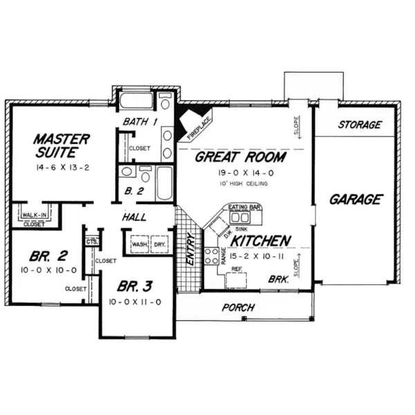 Country House Plan First Floor - Garrell Traditional Ranch Home 060D-0134 - Shop House Plans and More