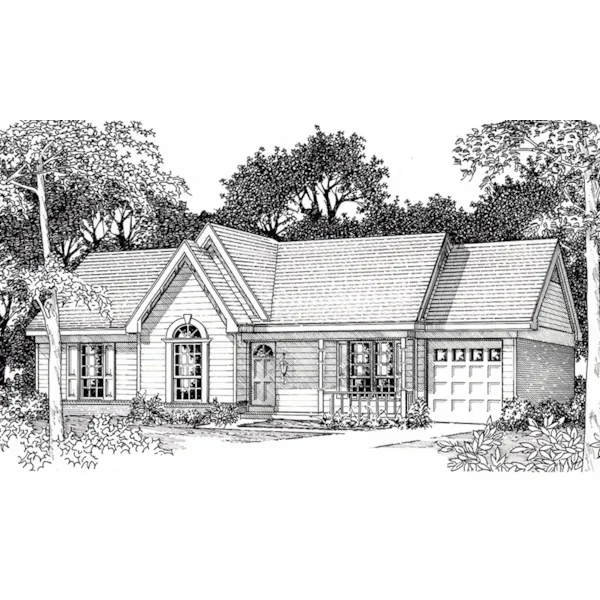 Country House Plan Front of Home - Garrell Traditional Ranch Home 060D-0134 - Shop House Plans and More