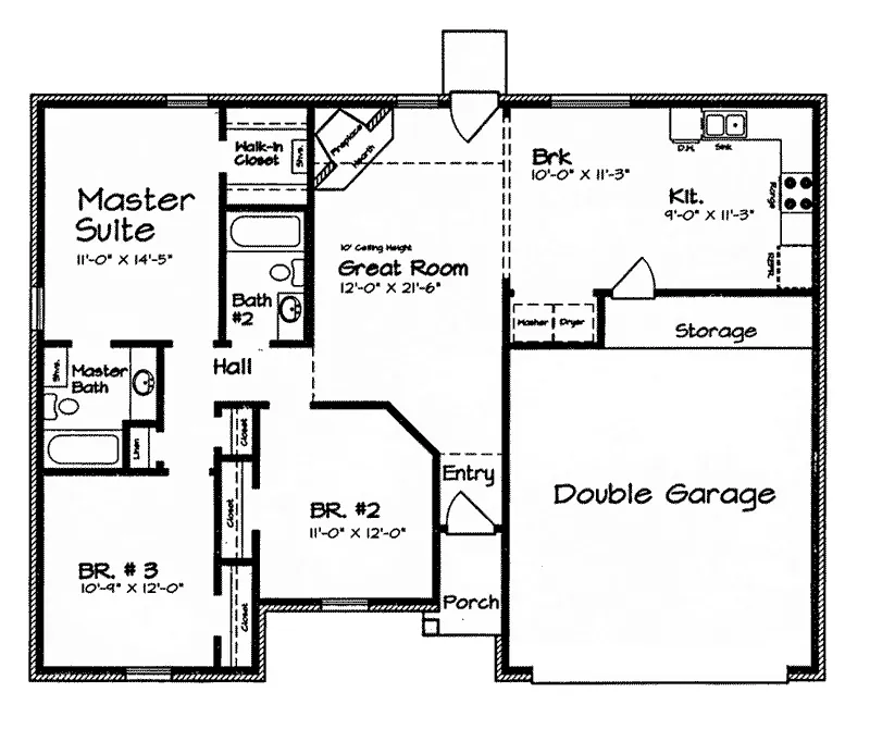 Ranch House Plan First Floor - 060D-0137 - Shop House Plans and More