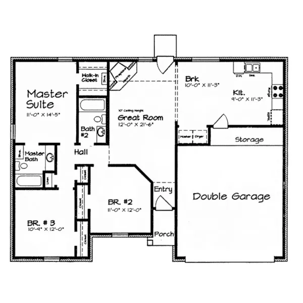 Ranch House Plan First Floor - Halsey Ranch Home 060D-0137 - Shop House Plans and More