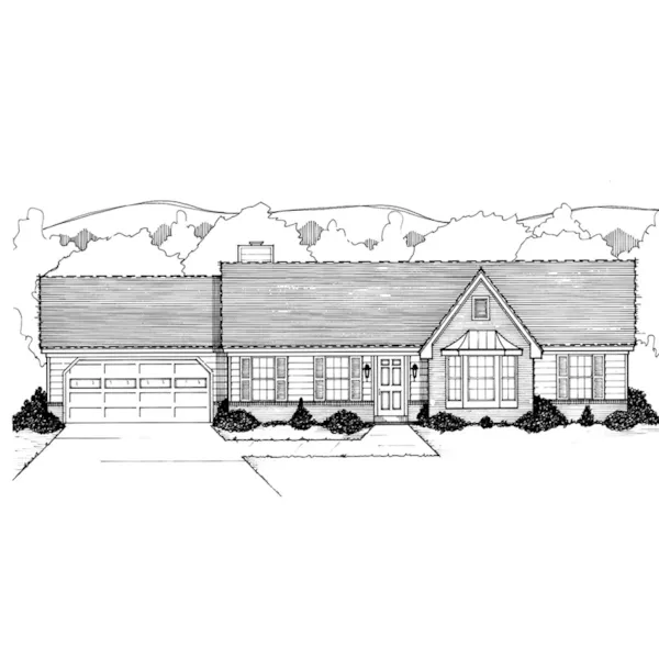 Traditional House Plan Front of Home - Harbel Ranch Home 060D-0140 - Shop House Plans and More