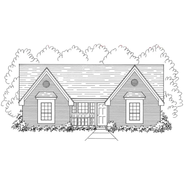 Country French House Plan Front of Home - Trace Ranch Home 060D-0147 - Shop House Plans and More