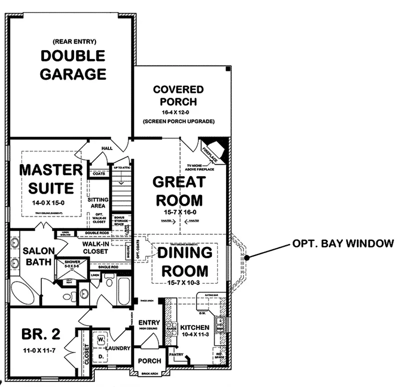 Sunbelt House Plan First Floor - 060D-0157 - Shop House Plans and More