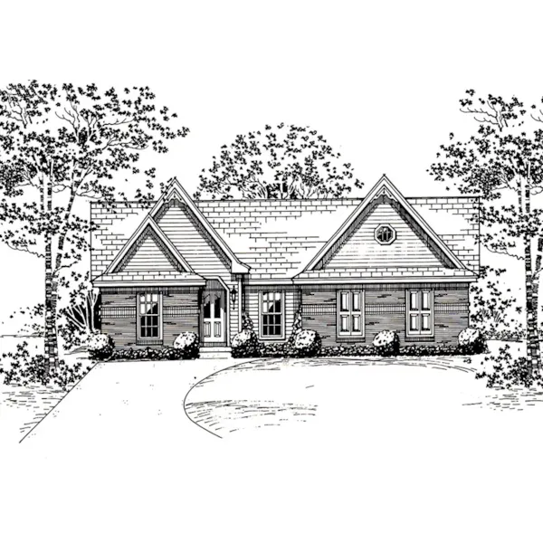 Ranch House Plan Front of Home - Becky Bluff Ranch Home 060D-0160 - Shop House Plans and More