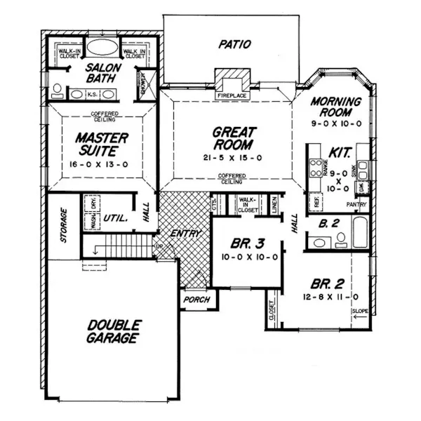 Traditional House Plan First Floor - Eagle Pines Ranch Home 060D-0163 - Shop House Plans and More